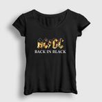 Presmono Back in Black Fire Ac Dc Siyah Kadın T-Shirt