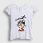 Presmono Beyaz 2D Gorillaz Kadın T-Shirt