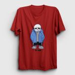 Presmono Blue Coat Sans Undertale Kırmızı Unisex T-Shirt