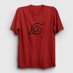 Presmono Konoha Anime Naruto Bordo T-shirt