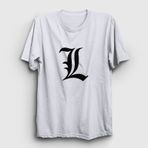 Presmono Logo L Anime Death Note Beyaz Unisex T-shirt