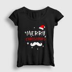 Presmono Mustache Merry Christmas Yılbaşı Kadın T-shirt