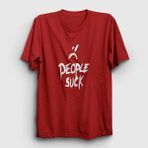 Presmono People Suck Xxxtentacion Kırmızı Unisex T-Shirt