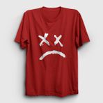 Presmono Sad Face Lil Peep Bisiklet Yaka Kırmızı Kadın T-Shirt