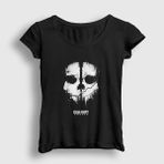Presmono Siyah Ghosts Call Of Duty Kadın T-Shirt