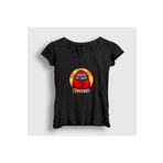 Presmono Siyah Shhh Among Us Kadın T-Shirt