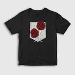 Presmono Unisex Çocuk Garrison V2 Anime Attack On Titan Siyah T-Shirt