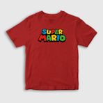 Presmono Unisex Çocuk Kırmızı Logo Oyun Super Mario T-Shirt - 9 - 10 Yaş