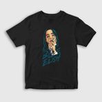 Presmono Unisex Çocuk Over Billie Eilish Siyah T-Shirt