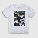 Presmono Unisex Çocuk Poster Anime Kuroshitsuji Beyaz T-Shirt