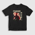 Presmono Unisex Çocuk Yuji Anime Jujutsu Kaisen Siyah T-Shirt