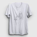 Presmono Unisex Dog And Coffee Köpek Beyaz Kolsuz T-Shirt