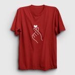 Presmono Unisex Finger Heart Bts Siyah Kolsuz T-Shirt
