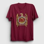 Presmono Unisex Gold Eagle Slayer Bordo T-Shirt