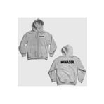 Presmono Unisex Gri Yönetici Müdür Manager Sırt Baskılı Fermuarlı Kapüşonlu Sweatshirt tt