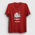 Presmono Unisex Kırmızı Skull Call Of Duty T-Shirt - XS