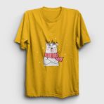 Presmono Unisex Sarı Polar Bear Kutup Ayısı Yılbaşı T-Shirt - 3XL