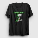 Presmono Unisex Siyah Creeper Minecraft T-Shirt - XS