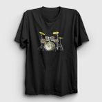 Presmono Unisex Siyah Music Drums Bateri T-Shirt
