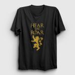 Presmono Unisex Siyah Roar Game Of Thrones T-Shirt - L