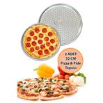 Prestij 32cm Delikli Pizza & Lahmacun Tepsisi Seti – 2 Adet, Paslanmaz Çelik