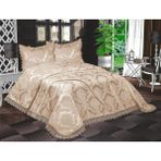 Prestij Home Jakarlı Şönil Pike Yatak Örtüsü Takımı Aden - Cappuccino - 250 x 250 cm