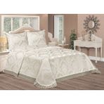 Prestij Home Jakarlı Şönil Pike Yatak Örtüsü Takımı Aden - Krem - 250 x 250 cm