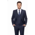 Presto Erkek 6 Drop Yelekli Slim Takım Elbise A.lacivert 581-250 - Açık Lacivert - 46