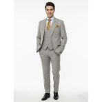 Presto Erkek Slimfit 6 Drop Yelekli Takım Elbise Gri 794-050 - 48
