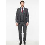 Presto Erkek Slimfit 6 Drop Yelekli Takım Elbise Siyah 786-022 - 48