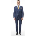 Presto Erkek Slimfit Armürlü 6 Drop Yelekli Takım Elbise Lacivert 786-250 - 54