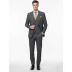 Presto Erkek Slimfit Armürlü 6 Drop Yelekli Takım Elbise Siyah 786-011 - 48