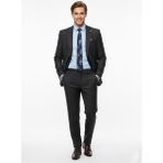 Presto Erkek Slimfit Çizgili Yün Takım Elbise 6 Drop Siyah 2127-001 - 48