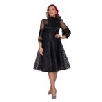 PRETO 910097 BB Astarlı Tül Kol Puanlı Organze Kısa Elbise