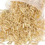 Prettme 4000 adet boru şeklinde boncuk, 7 x 2 mm, bileklikler için boncuklar, tüp boncuklar, düz boru boncuklar, boncuklar, küçük cam boncuklar, el işi boncukları, kendin yap kolye, küpe, el işi için, altın