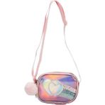 Pretty Pinky Kalp Desenli Hologramlı Askılı Çapraz Çanta