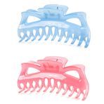 Prettyou Kadınlar için 5,5 İnç Büyük Kristal Plastik Saç Pençesi Muz Klipsi, İkili Paket (Set-No.6)