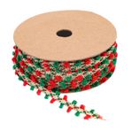 PRETYZOOM 1 Rulo Kürk Ponpon Noel Kurdelesi 4 Temmuz Kurdelesi Ponpon Dikiş Trimi Gelin Diy Şerit Ponpon Sarma Kurdelesi Diy Dikiş Aksesuarı Dantel Saç Ambalaj Malzemeleri Polyester Ziyafet