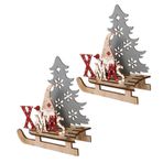PRETYZOOM 2 Adet Noel Süsleri Ahşap Yılbaşı Masa Süsü Noel Ahşap Masa Işareti Noel Süsü Noel Ahşap Plaket Noel Ahşap Centerpiece Işaretleri Kızak Şeklindeki Süs Boyalı 3 Boyutlu Bambu