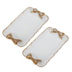 PRETYZOOM 2 Pcs Vintage Dekoratif Tepsisi Takı Tepsisi Havlu Depolama Tepsisi Yüzükler Kolye Küpe Küpe Kozmetik Takı Organizatör Retro Yay Reçine Plakası Odası