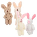 PRETYZOOM 4 Adet Peluş Oyuncak Doldurulmuş Tavşan Mini Tavşan Oyuncak Mini Bebek Sevimli Peluş Anahtarlık Çekicilik Mini Peluş Tavşan Minik Tavşan Bebek Tavşan Anahtarlık Kolye Kısa Peluş