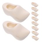 PRETYZOOM 5 Çift Tahta Ayakkabı Minyatür Parmak Ayakkabı 4 Cm Bebek Bitmemiş Ahşap El Sanatları Malzemeleri Hollanda Ayakkabı Roleplay Koleksiyonu DIY Bebek Evi Aksesuarları