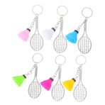 PRETYZOOM 6 Adet Badminton Raketi Anahtarlık: Mini Spor Topu Anahtarlık Metal Tüylü Top Kolye Spor Temalı Çanta Süsü Sırt Çantaları Çantalar Anahtar Parti Hediyeleri İçin