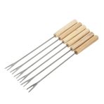 PRETYZOOM 6 Adet Meşe Ağacı Saplı Fondü Çatalı Seti Paslanmaz Çelik Peynir Fondü Meyve Çikolata Barbekü Için Çatal Sağlam Ve Rahat