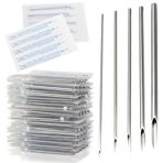 Prgislew Kulak Burun Piercing İğneleri - 50 Adet Karışık Piercing İğneleri 14G ve 16G İçi Boş İğneler Kulak Burun Göbek Dudak Piercing Kitleri Piercing Araçları Piercing Malzemeleri