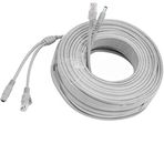 priaolker 20M/60FT Ethernet CCTV Kablosu, Cat 5 RJ45 + 2,1x5,5 mm DC Güç Kablosu, CCTV Güvenlik Kamerası Gözetim Sistemi IP Kamera NVR Sistemi Gri - (1 Adet)