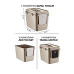 Pribor Hz-500 Xxl 3 Fonksiyonlu Açık / Kapalı Kedi Tuvaleti Ve Taşıma Çantası Bej 56 X 40 X 43 Cm