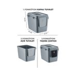 Pribor Hz-500 Xxl 3 Fonksiyonlu Açık / Kapalı Kedi Tuvaleti Ve Taşıma Çantası Gri 56 X 40 X 43 Cm gri