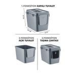 Pribor Hz-500 Xxl 3 Fonksiyonlu Açık / Kapalı Kedi Tuvaleti Ve Taşıma Çantası Gri 56 X 40 X 43 Cm