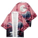 PRIJOUHE Erkek Kimono Robe Ceket 3/4 Kollu Açık Ön Japon Gömlek Bornoz Hafif Ceket, Renk-t, S